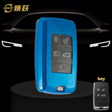 LAB1T1-White Transparent Button-Blue Plating- Car Key Cover For Landrover