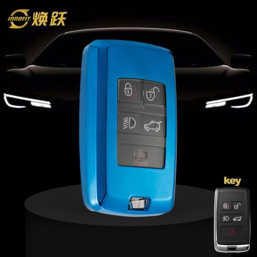 LAB1T1-White Transparent Button-Blue Plating- Car Key Cover For Landrover