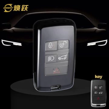LAB1T1-White Transparent Button-Black Plating- Car Key Cover For Landrover