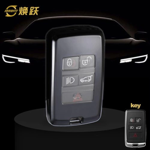 LAB1T1-White Transparent Button-Black Plating- Car Key Cover For Landrover