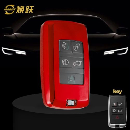 LAB1T1-White Transparent Button-Red Plating- Car Key Cover For Landrover