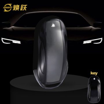 TEA1T1-White Transparent Button-Black Plating- Car Key Cover For Tesla
