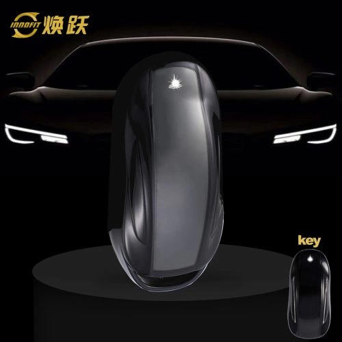 TEA1T1-White Transparent Button-Black Plating- Car Key Cover For Tesla