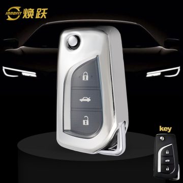 TOA1T1-White Transparent Button-Silver Plating- Car Key Cover For Toyota