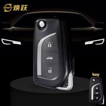 TOA1T1-White Transparent Button-Black Plating- Car Key Cover For Toyota