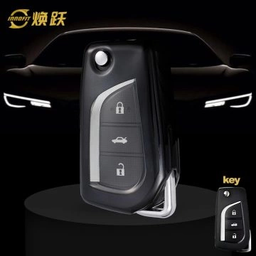 TOA1T1-White Transparent Button-Black Plating- Car Key Cover For Toyota