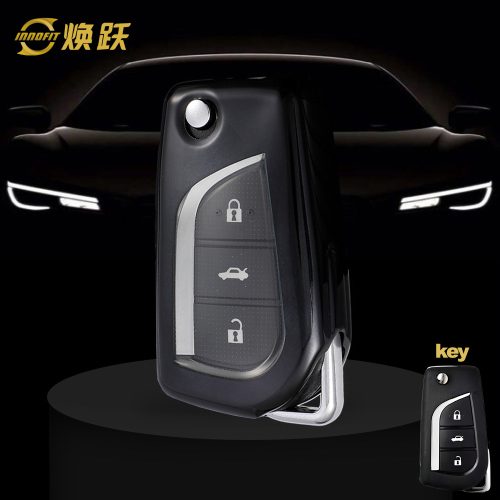 TOA1T1-White Transparent Button-Black Plating- Car Key Cover For Toyota