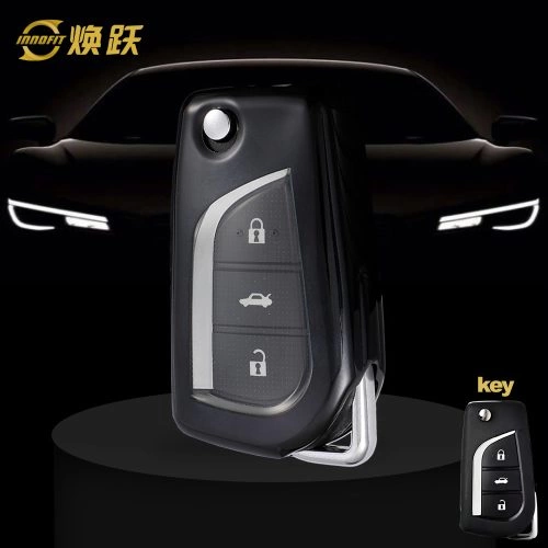 TOA1T1-White Transparent Button-Black Plating- Car Key Cover For Toyota