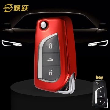TOA1T1-White Transparent Button-Red Plating- Car Key Cover For Toyota