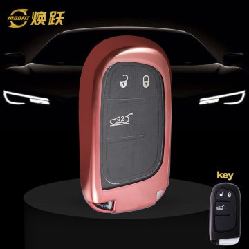 JEA1T1-White Transparent Button-Rose Gold Plating- Car Key Cover For Jeep