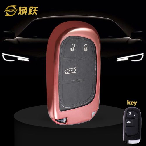 JEA1T1-White Transparent Button-Rose Gold Plating- Car Key Cover For Jeep