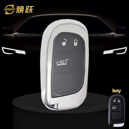 JEA1T1-White Transparent Button-Silver Plating- Car Key Cover For Jeep