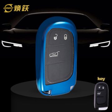 JEA1T1-White Transparent Button-Blue Plating- Car Key Cover For Jeep