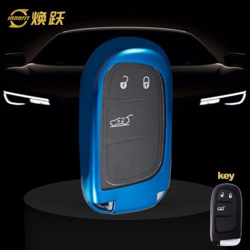 JEA1T1-White Transparent Button-Blue Plating- Car Key Cover For Jeep