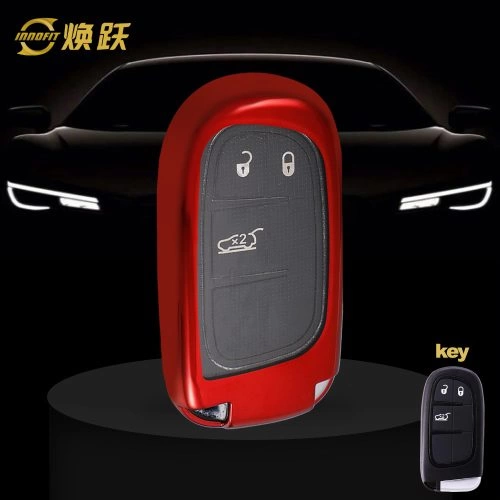 JEA1T1-White Transparent Button-Red Plating- Car Key Cover For Jeep
