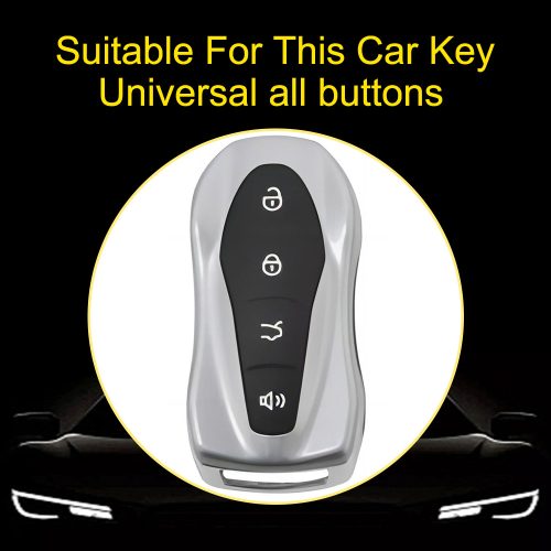GEC1T1-White Transparent Button-Silver Plating- Car Key Cover For Geely Auto