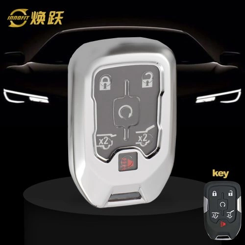 CEB1T1-White Transparent Button-Silver Plating- Car Key Cover For Chevrolet