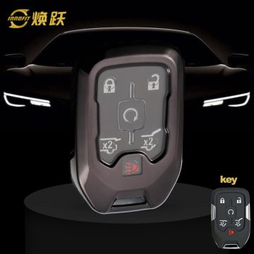 CEB1T1-White Transparent Button-Black Plating- Car Key Cover For Chevrolet