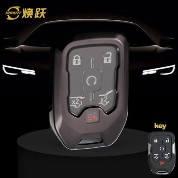 CEB1T1-White Transparent Button-Black Plating- Car Key Cover For Chevrolet