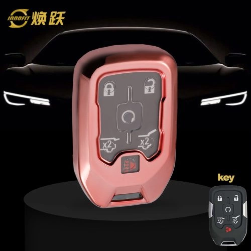 CEB1T1-White Transparent Button-Red Plating- Car Key Cover For Chevrolet