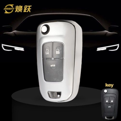 BUE1T1-White Transparent Button-Silver Plating- Car Key Cover For Buick
