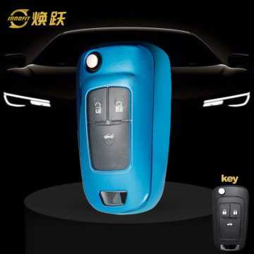 BUE1T1-White Transparent Button-Blue Plating- Car Key Cover For Buick