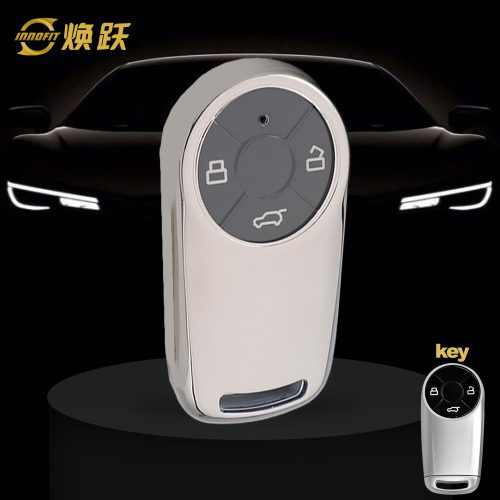 ORA1T1-White Transparent Button-Silver Plating- Car Key Cover For ORA