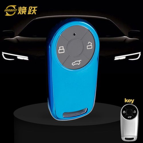ORA1T1-White Transparent Button-Blue Plating- Car Key Cover For ORA