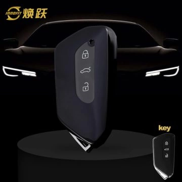 VOC1T1-White Transparent Button-Black Plating- Car Key Cover For Volkswagen