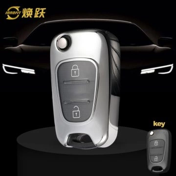 HYG1T1-White Transparent Button-Silver Plating- Car Key Cover For Hyundai Kia