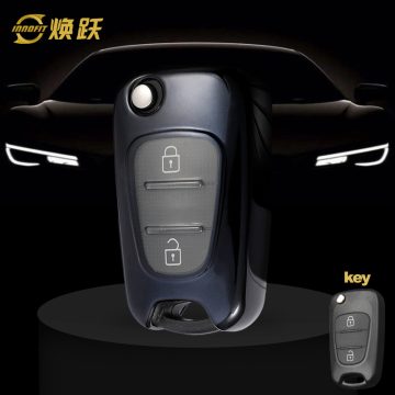 HYG1T1-White Transparent Button-Black Plating- Car Key Cover For Hyundai Kia