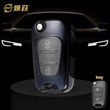 HYG1T1-White Transparent Button-Black Plating- Car Key Cover For Hyundai Kia