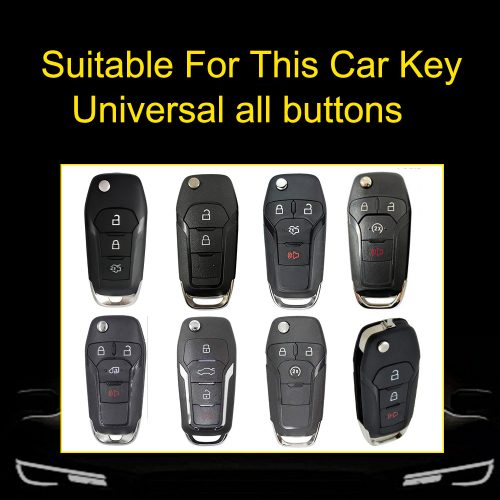 FOA1T1-White Transparent Button-Black Plating- Car Key Cover For Ford