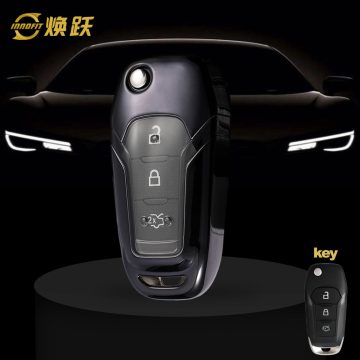 FOA1T1-White Transparent Button-Black Plating- Car Key Cover For Ford