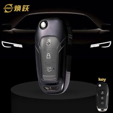 FOA1T1-White Transparent Button-Black Plating- Car Key Cover For Ford
