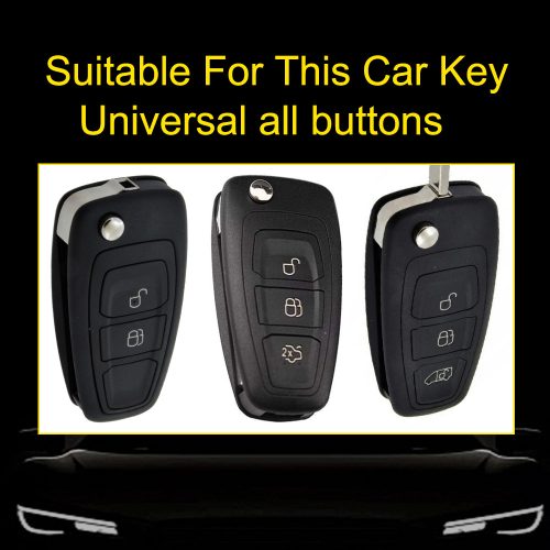 FOD1T1-White Transparent Button-Silver Plating- Car Key Cover For Ford