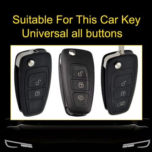 FOD1T1-White Transparent Button-Red Plating- Car Key Cover For Ford