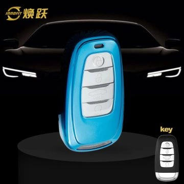 HNB1T1-White Transparent Button-Blue Plating- Car Key Cover For Hong Qi