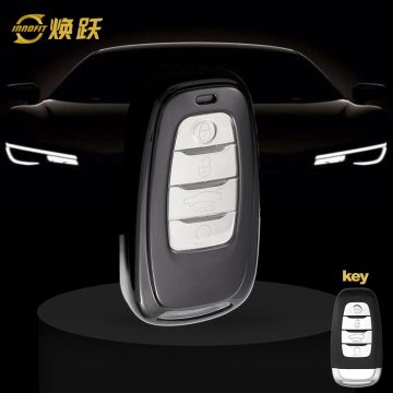 HNB1T1-White Transparent Button-Black Plating- Car Key Cover For Hong Qi