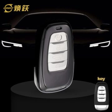 HNB1T1-White Transparent Button-Black Plating- Car Key Cover For Hong Qi