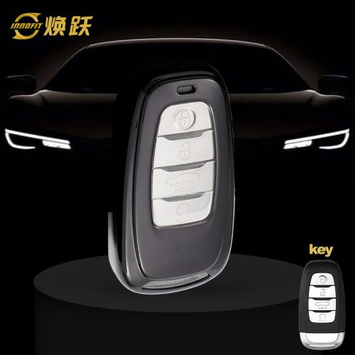 HNB1T1-White Transparent Button-Black Plating- Car Key Cover For Hong Qi