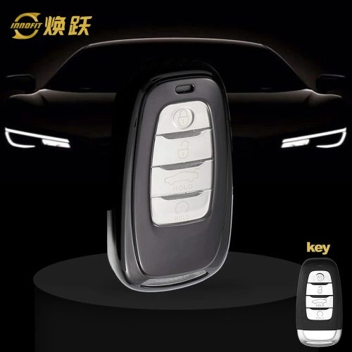 HNB1T1-White Transparent Button-Black Plating- Car Key Cover For Hong Qi