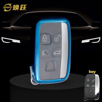 LAA1T1-White Transparent Button-Blue Plating- Car Key Cover For Landrover