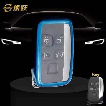 LAA1T1-White Transparent Button-Blue Plating- Car Key Cover For Landrover