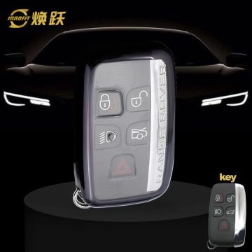 LAA1T1-White Transparent Button-Black Plating- Car Key Cover For Landrover