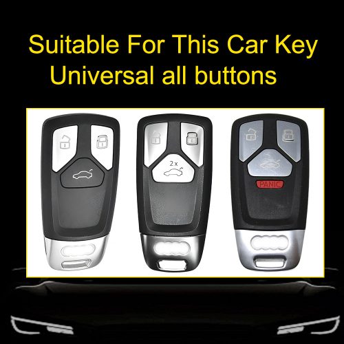 AUA1T1-White Transparent Button-Black Plating- Car Key Cover For Audi