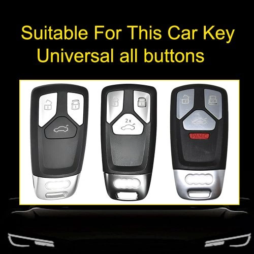 AUA1T1-White Transparent Button-Blue Plating- Car Key Cover For Audi