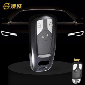 AUA1T1-White Transparent Button-Black Plating- Car Key Cover For Audi