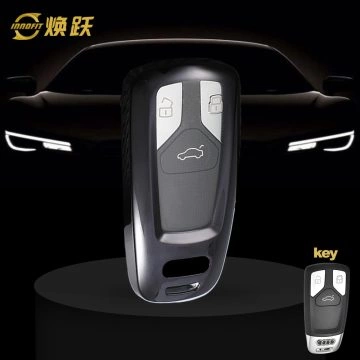 AUA1T1-White Transparent Button-Black Plating- Car Key Cover For Audi