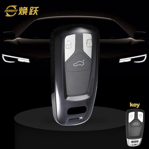 AUA1T1-White Transparent Button-Black Plating- Car Key Cover For Audi